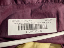 Load image into Gallery viewer, Zara Mens Burgundy Collared Long-Sleeve Slim-Fit Button-Up Shirt Size Large
