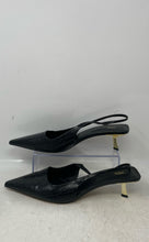 Load image into Gallery viewer, Zara Womens Black Leather Pointed Toe Slip-On Slingback Heels Size EU 42
