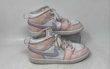 Load image into Gallery viewer, Nike Kids Air Jordan 1 Mid White Light Purple Pink Lace-Up Sneaker Shoes Size 3Y
