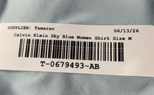 Load image into Gallery viewer, Calvin Klein Womens Sky Blue Short Sleeve V-Neck Pullover Blouse Top Size Medium
