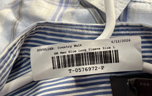 Load image into Gallery viewer, H&amp;M Mens Blue Striped Long Sleeve Slim Fit Easy Iron Button-Up Shirt Size L

