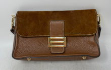 Load image into Gallery viewer, Divina Firenze Womens Brown Leather Magnetic Flap Rectangle Shoulder Bag
