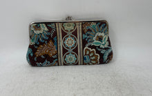Load image into Gallery viewer, Vera Bradley Womens Brown Blue Floral Print Framed Kisslock Small Clutch Bag
