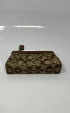Load image into Gallery viewer, Coach Womens Brown Signature Print Canvas Inner Pocket Charm Wristlet Wallet

