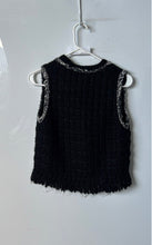 Load image into Gallery viewer, Zara Womens Black Sleeveless V-Neck Regular Fit Raw-Edge Cropped Vest Size S

