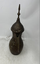 Load image into Gallery viewer, Antique Vintage Brass Engraved Tableware Scroll Handle Dallah Coffee Pot w/ Lid
