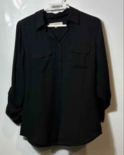 Load image into Gallery viewer, Ann Taylor Loft Womens Black Long Sleeve Front Pockets Button-Up Shirt Size S
