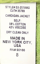Load image into Gallery viewer, Garfield &amp; Marks Womens Green Long Sleeve Open Front Cardigan Jacket Size 8
