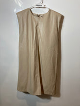Load image into Gallery viewer, Zara Womens Taupe Sleeveless Shoulder Padded Keyhole Back Shift Dress Size S
