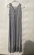 Load image into Gallery viewer, Talbots Womens Black White Striped V-Neck Sleeveless Pullover Maxi Dress Size SP
