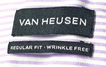 Load image into Gallery viewer, Van Heusen Mens Lilac White Striped Long Sleeve Regular Fit Dress Shirt Size M
