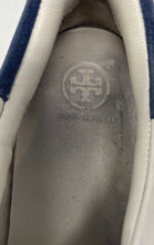 Load image into Gallery viewer, Authentic Tory Burch Womens White Blue Lace-Up Sneaker Shoes Size 9M Damaged
