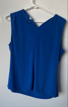 Load image into Gallery viewer, Calvin Klein Womens Blue Pleated Front Round Neck Sleeveless Blouse Top Size L
