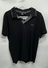Load image into Gallery viewer, Hugo Boss Mens Black Gray Contrast Trim Cotton Short Sleeve Polo Shirt Size XL
