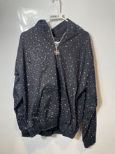 Load image into Gallery viewer, Nova Womens Black Rhinestone Studded Long Sleeve Full-Zip Hoodie Size Large
