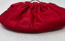 Load image into Gallery viewer, Vintage Santi Womens Red Satin Chain Strap Ruched Kiss Lock Clutch Bag
