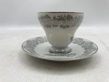 Load image into Gallery viewer, Set Of 2 Pcs Norcrest Ceramic Silver 25th Anniversary China Teacup &amp; Saucer Set
