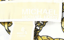 Load image into Gallery viewer, Michael Kors Womens White Gold Chain Print Long Sleeve 1/2 Zip Blouse Top Size 6
