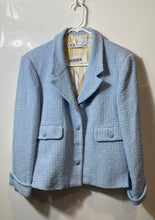 Load image into Gallery viewer, Zara Womens Blue Boucle Long Sleeve Single Breasted Three-Button Blazer Size XL
