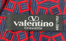 Load image into Gallery viewer, Valentino Mens Red Blue Geometric Silk Keeper Loop Adjustable Pointed Tie
