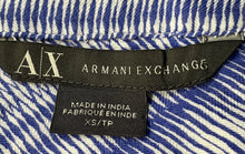 Load image into Gallery viewer, Armani Exchange Womens Blue Striped 3/4 Sleeve Round Neck Tunic Blouse Size XS
