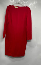 Load image into Gallery viewer, Michael Kors Womens Red Regular Fit Back Zip Long Sleeve Shift Dress Size 6
