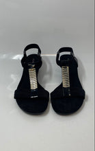 Load image into Gallery viewer, Alfani Womens Step 'N Flex Vacanzaa Black Leather Wedge Slingback Heels Size 8M
