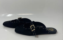 Load image into Gallery viewer, Vince Camuto Womens Veami Black And Gold Square Toe Slip-On Mule Flats Size 6.5M
