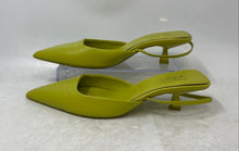Load image into Gallery viewer, Zara Womens Green Leather Pointed Toe Low Kitten Slingback Heels Size 36
