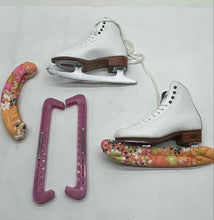 Load image into Gallery viewer, Riedell Womens White Creative Design Professional Figure Ice Skates

