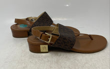 Load image into Gallery viewer, Michael Kors Womens Hannah Brown Monogram Leather Thong Sandals Size 7.5 M
