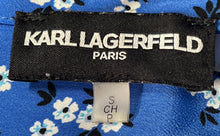 Load image into Gallery viewer, Karl Lagerfeld Womens Blue Floral Print V-Neck Button Front Blouse Top Size S
