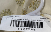 Load image into Gallery viewer, Michael Kors Womens Beige Foil Paisley Print Long Sleeve V-Neck Blouse Top Sz M
