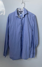 Load image into Gallery viewer, Tommy Hilfiger Mens Blue Striped Print Cotton New York Fit Button-Up Shirt Sz M
