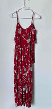 Load image into Gallery viewer, Guess Womens Red Floral V-Neck Spaghetti Strap Back Zip Maxi Dress Size XS
