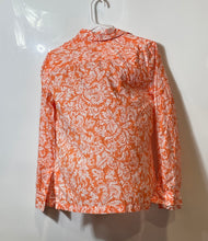 Load image into Gallery viewer, Jones New York Womens Orange White Printed Long Sleeve Button-Up Shirt Size S/CH
