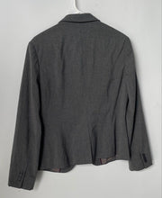 Load image into Gallery viewer, Banana Republic Womens Gray Striped Notch Lapel One-Button Blazer Size 12P
