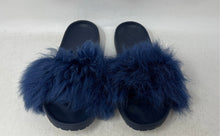 Load image into Gallery viewer, UGG Womens Royale Blue Faux Fur Open Toe Slip-On Slide Sandals Size 6

