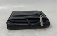 Load image into Gallery viewer, Perlina New York Womens Black Leather Card Holder Zipper Pockets Trifold Wallet
