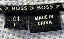 Load image into Gallery viewer, Hugo Boss Mens Light Blue Print Slim Fit Button Front Dress Shirt Size Large
