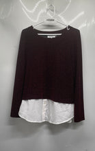 Load image into Gallery viewer, Calvin Klein Womens Burgundy White Mixed Media Layered Pullover Sweater Size M

