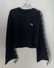 Load image into Gallery viewer, VVV The Brand Unisex Black Cropped Tape Crew Neck Streetwear Pullover Sweater S
