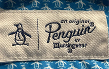 Load image into Gallery viewer, Penguin Mens Blue All Over Logo Print Short Sleeve Collared Polo Shirt Size M
