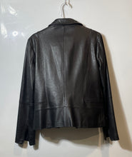 Load image into Gallery viewer, Tahari Womens Black Long Sleeve Collared Pockets Full-Zip Leather Jacket No Size
