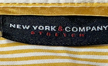 Load image into Gallery viewer, New York &amp; Company Womens Yellow Striped Stretch 3/4 Sleeve Button-Up Shirt XL
