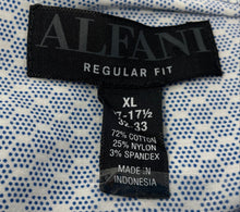 Load image into Gallery viewer, Alfani Mens Blue Printed Long Sleeve Regular Fit Dress Shirt Size XL 17-17.5
