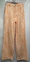 Load image into Gallery viewer, Zara Womens White Orange Striped 5-Pocket Design Wide-Leg Jeans Size 2
