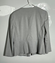 Load image into Gallery viewer, Ann Taylor Womens Gray Long Sleeve Round Neck Four-Button Blazer Size 10
