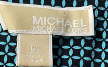Load image into Gallery viewer, Michael Kors Womens Blue Black Geometric Print Short Fit &amp; Flare Dress Size M
