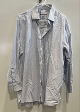 Load image into Gallery viewer, Charles Tyrwhitt Mens White Blue Plaid Print Classic Fit Dress Shirt Size 17.5
